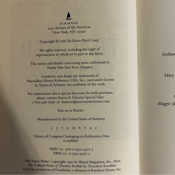 Frank McCourt Books Lot of 3 Angela’s Ashes, Teacher Man, Tis 2 HC & 1 PB - Picture 6 of 10